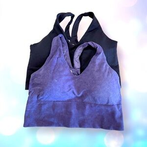 All in Motion ribbed longline sports bra crop top bundle purple black large L